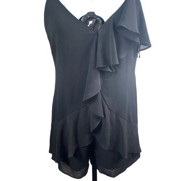 Boutique Ruffle Romper- Black - Picture 1 of 6
